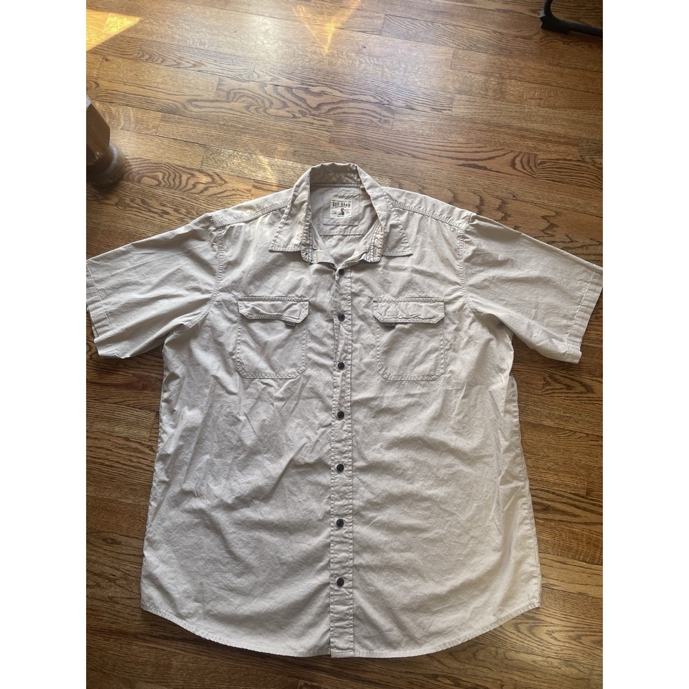 RED HEAD 2XLT Button Down short sleeve collard Shirt khaki Cotton casual comfy